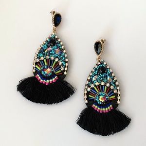 Beaded Diamond Fan Handmade Earrings